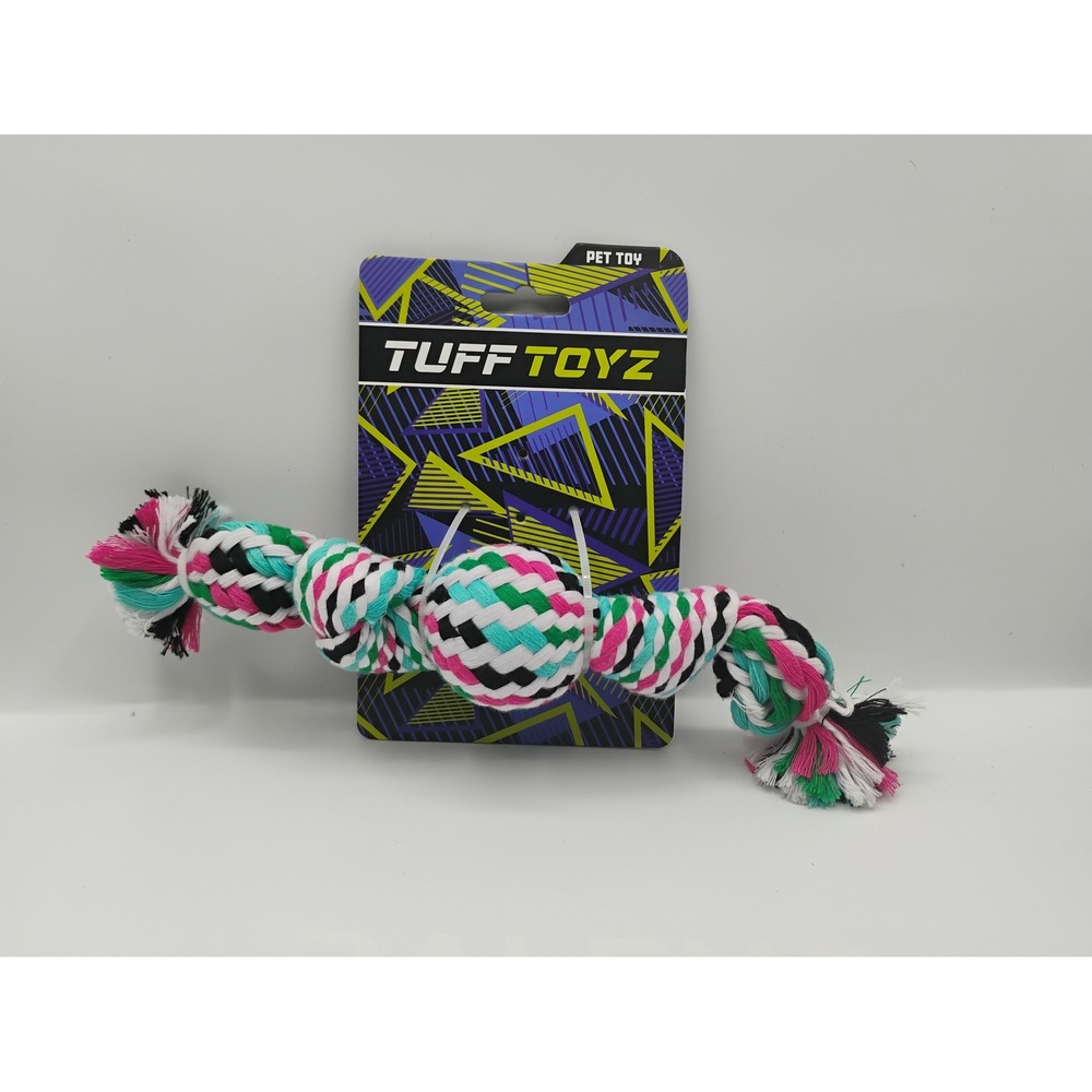 Tuff Toyz Rope Toy Dog Small Multicolor New Braided Knotted Ball Pet Toy